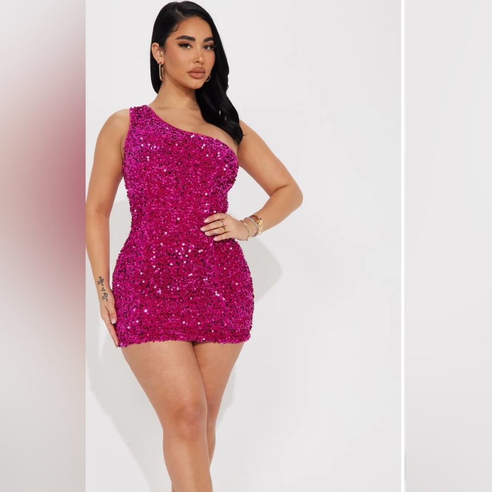 Hot Pink Sequins Party dress